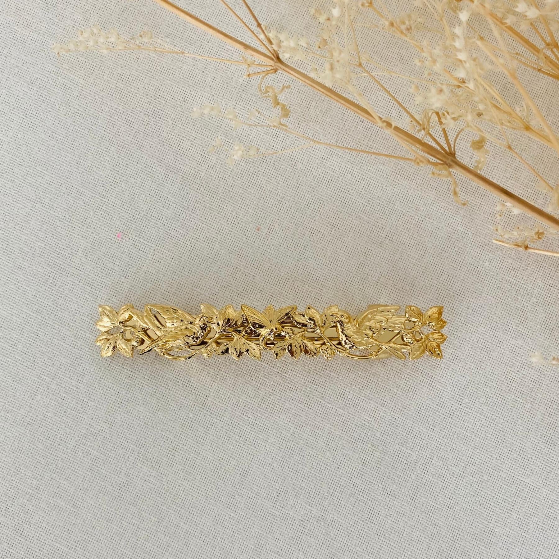 Barrette à cheveux en cristal art déco or rose : barrette de mariée vintage - France