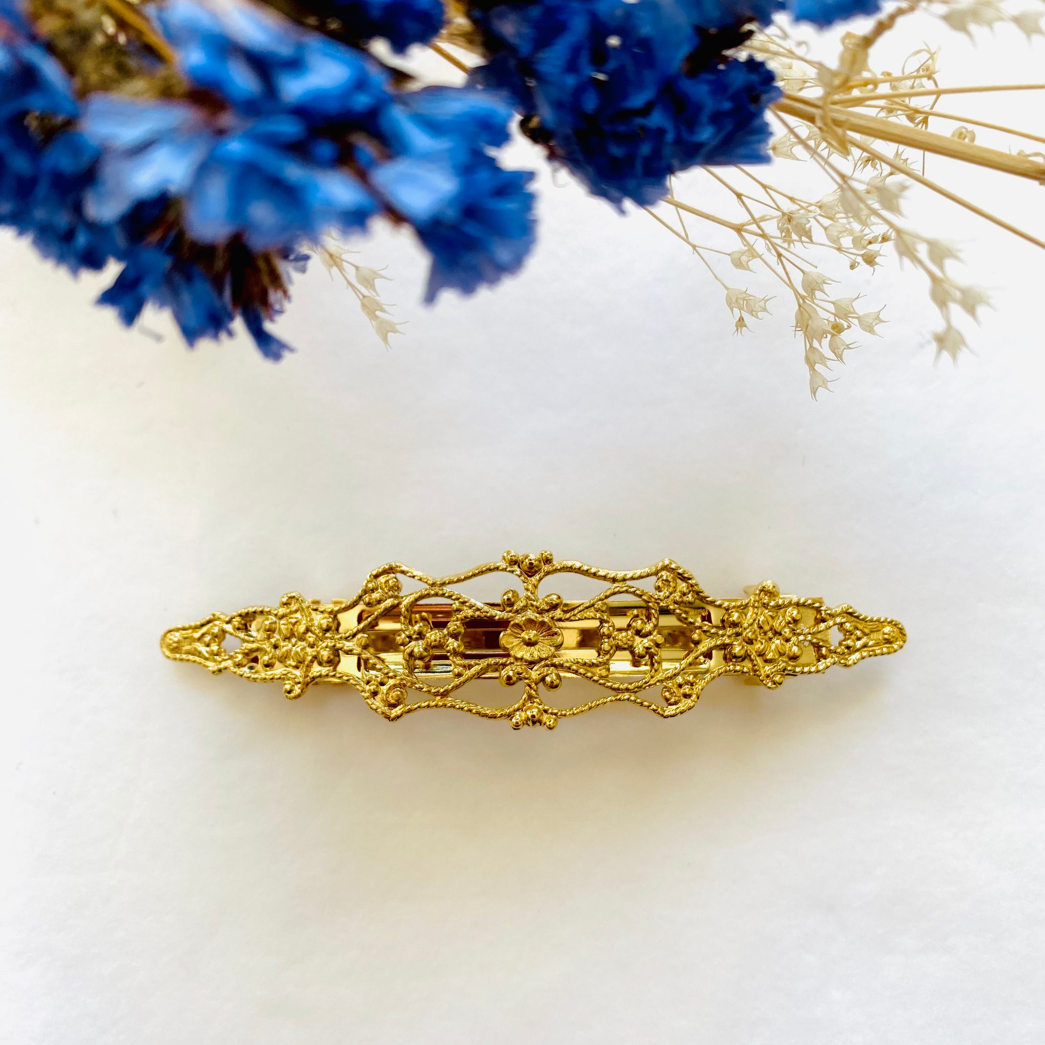 Gold hair barrette chic wedding flowers made in France