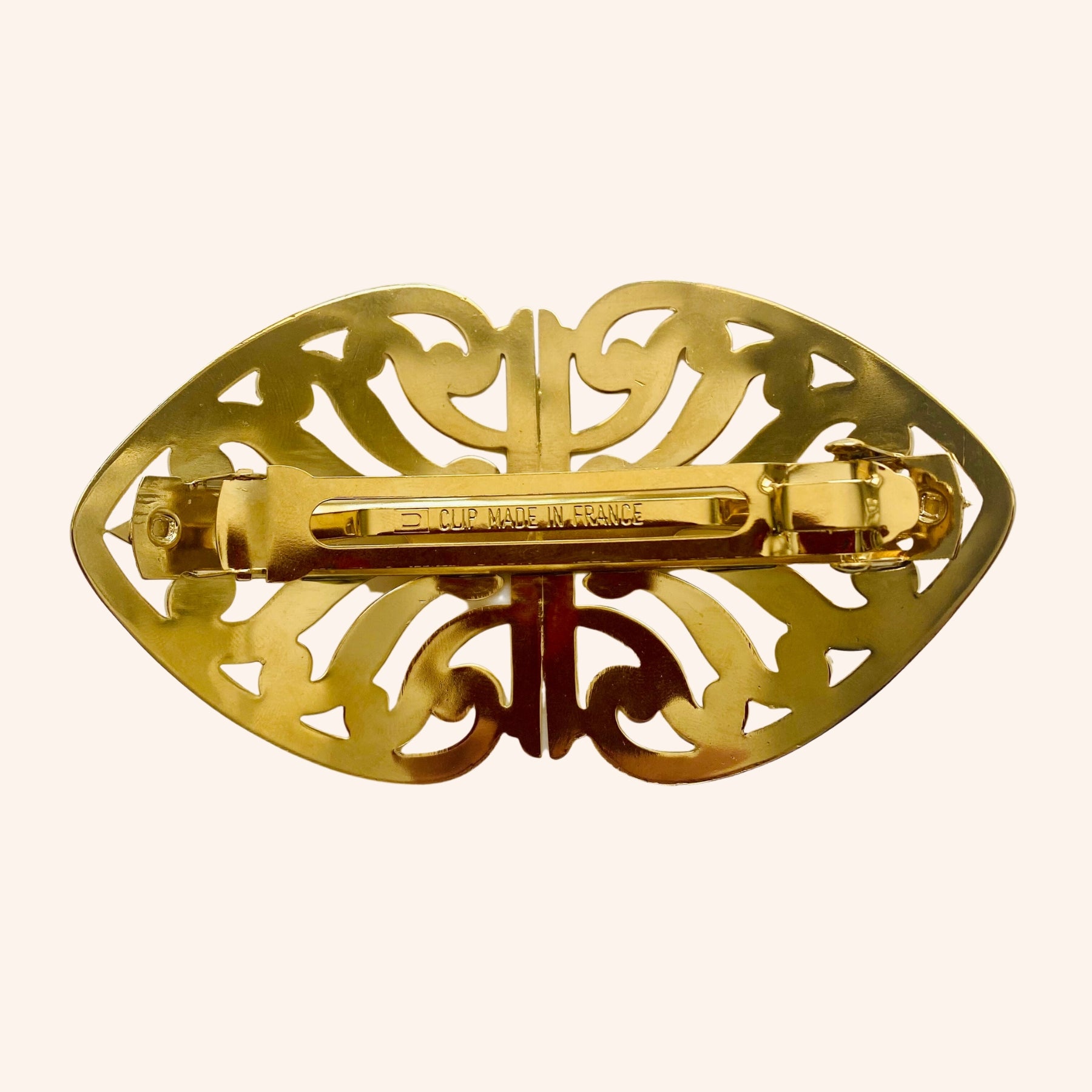 Grande barrette décorative pour femme dorée made in France