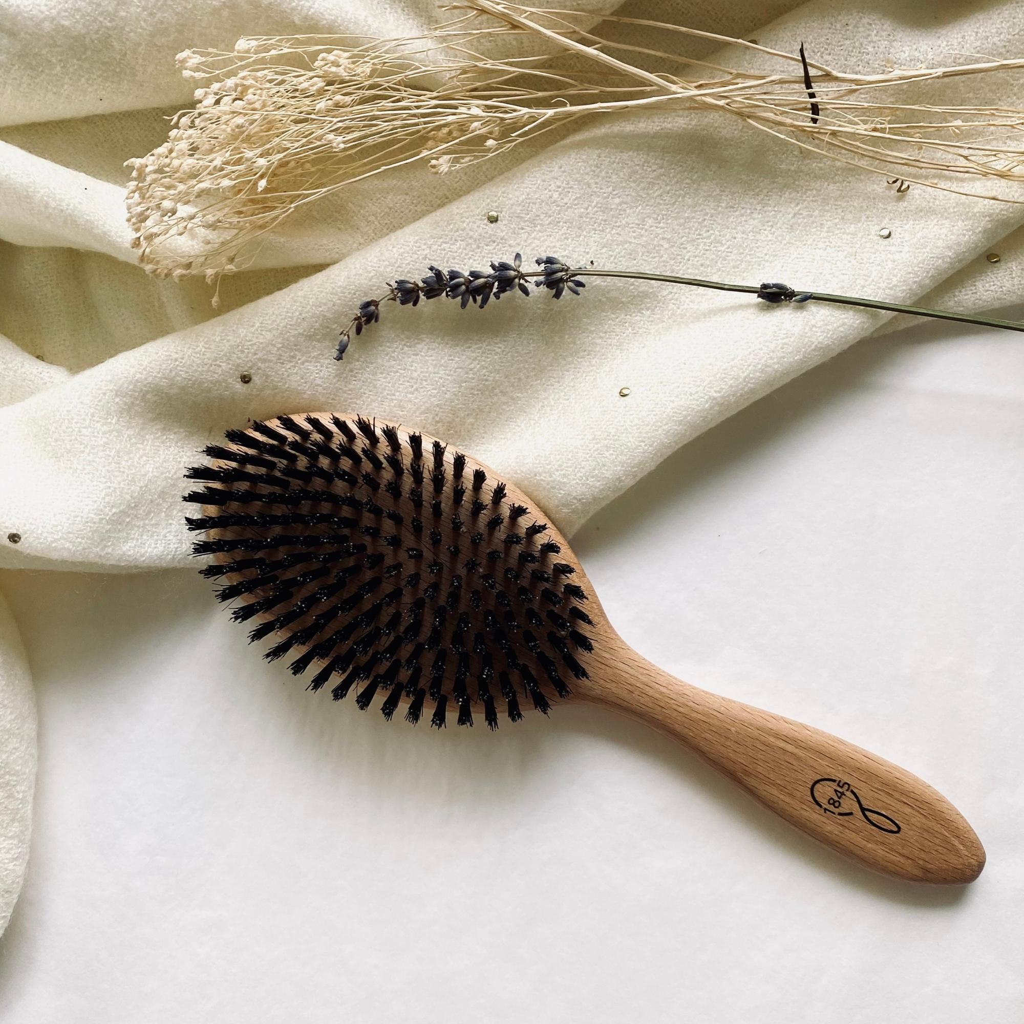 Brosse à cheveux en bois et poils de sanglier made in France