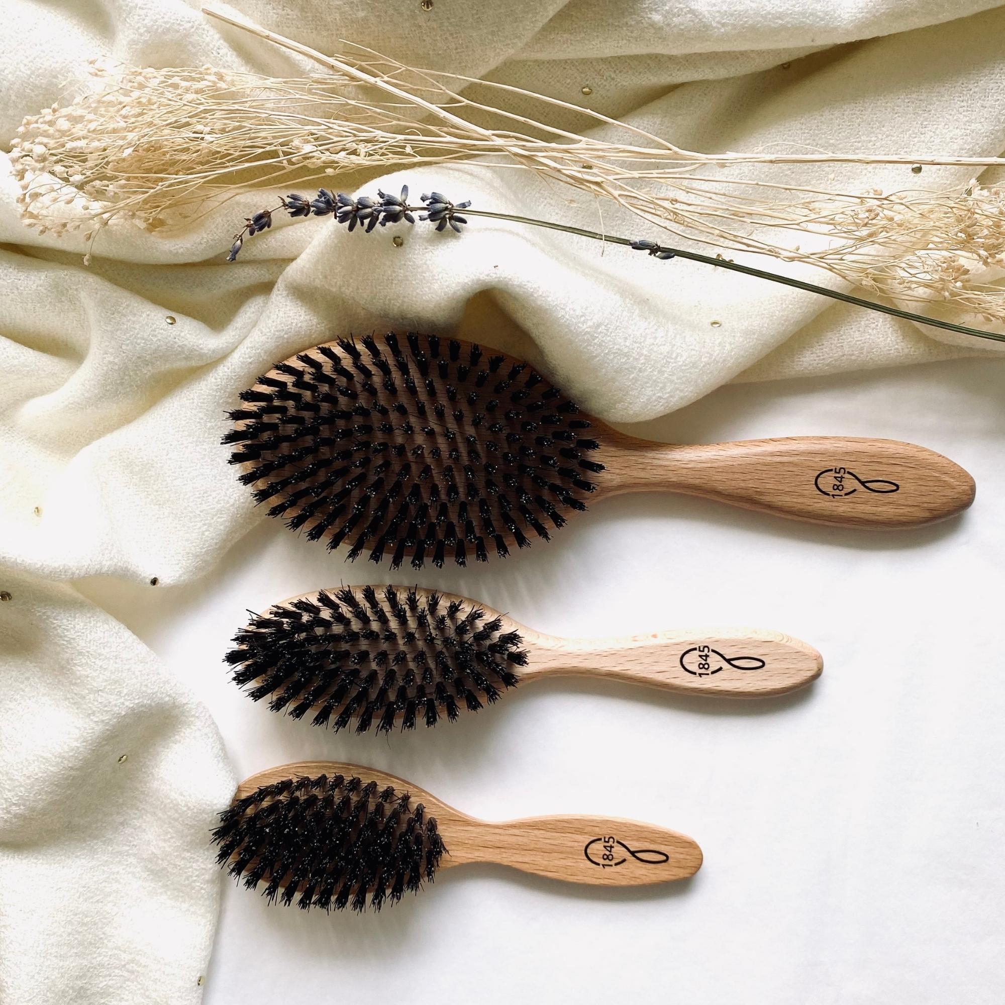 Brosses à cheveux de plusieurs tailles en bois et poils de sanglier made in France