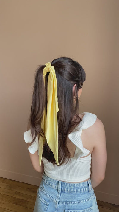 Chouchou cheveux foulard foulchie jaune original accessoire