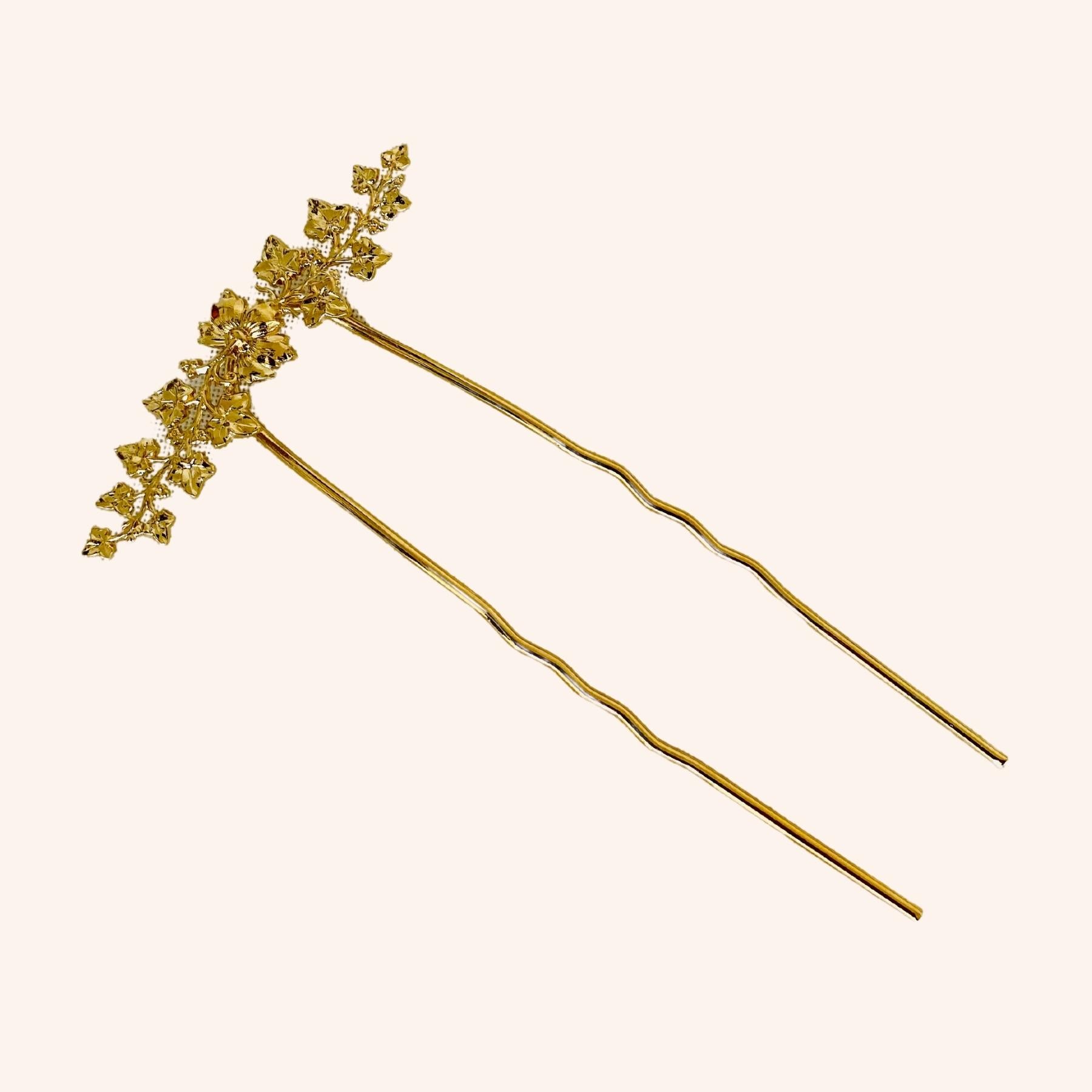 Pic à cheveux doré fleurs pour décoration coiffure cérémonie mariage 